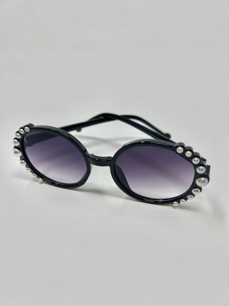 Girls Pearl Round Frame Sunglasses