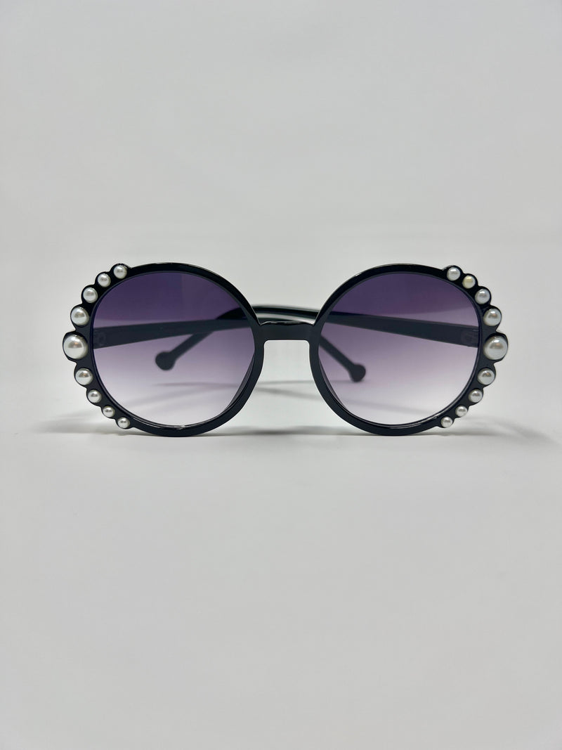 Girls Pearl Round Frame Sunglasses