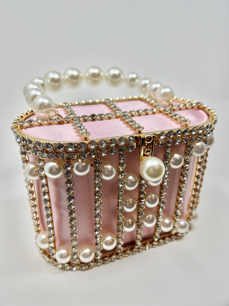 Pearl and Rhinestone Evening Bag (Pink)