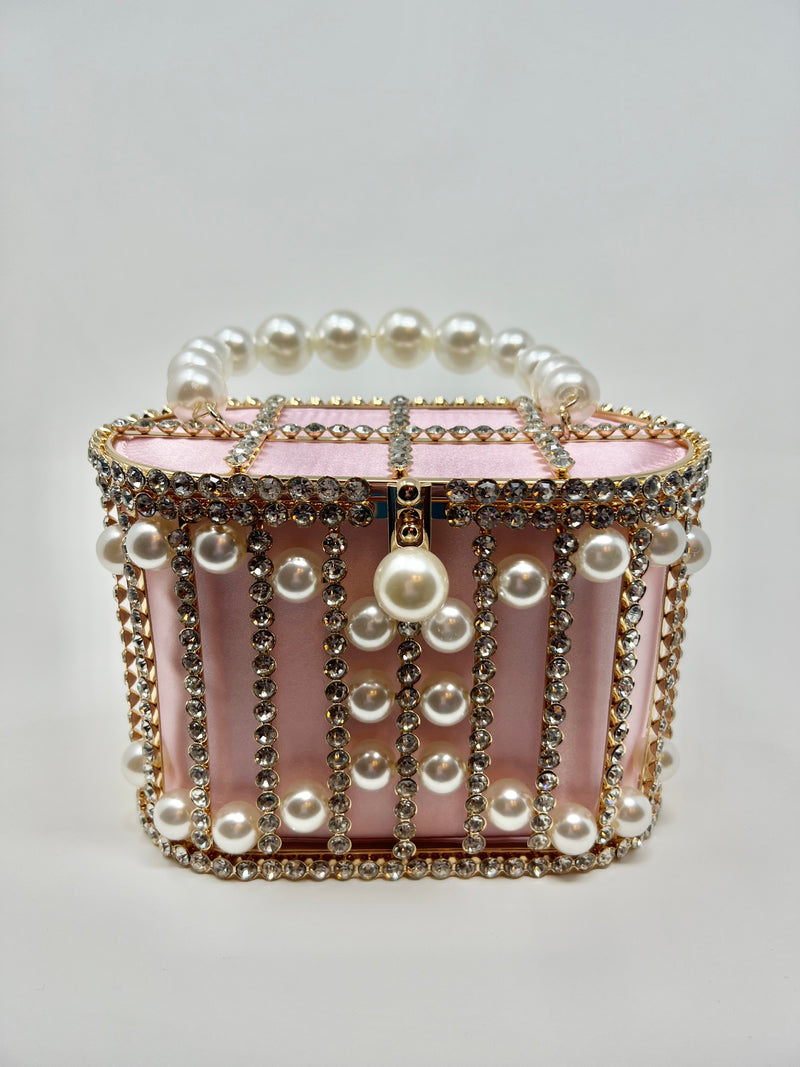 Pearl and Rhinestone Evening Bag (Pink)