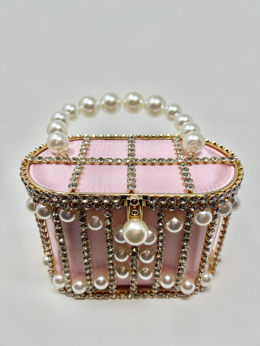 Pearl and Rhinestone Evening Bag (Pink)