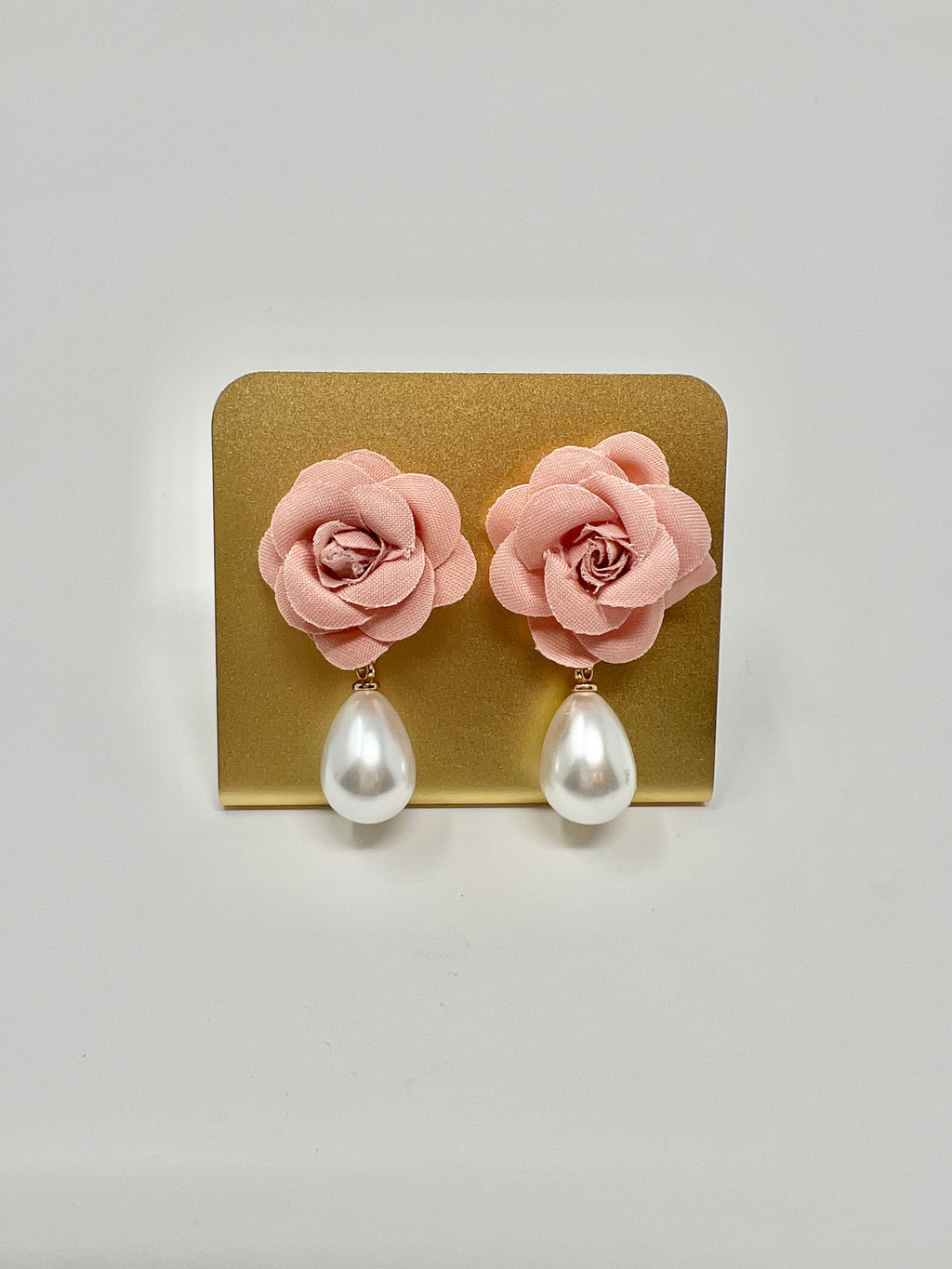 Pink Flower Pearl Earrings