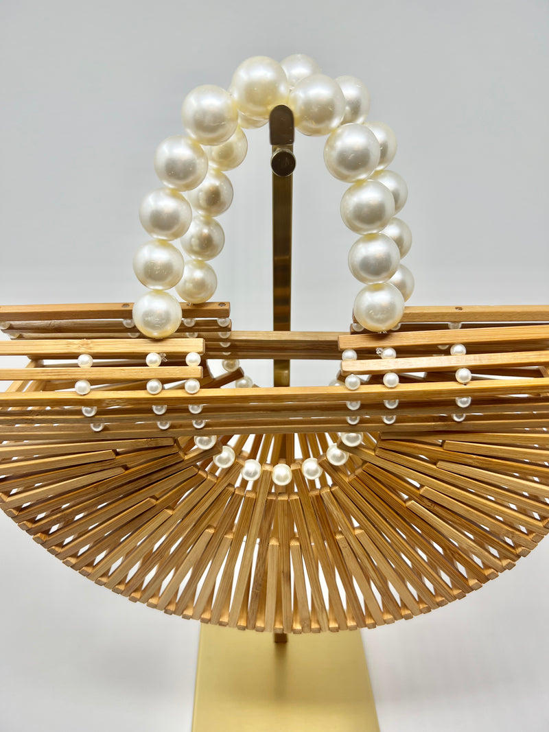 Pearl Handle Bamboo Purse