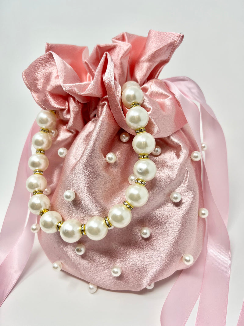 Pearl Handle Bucket Bag (Pink)