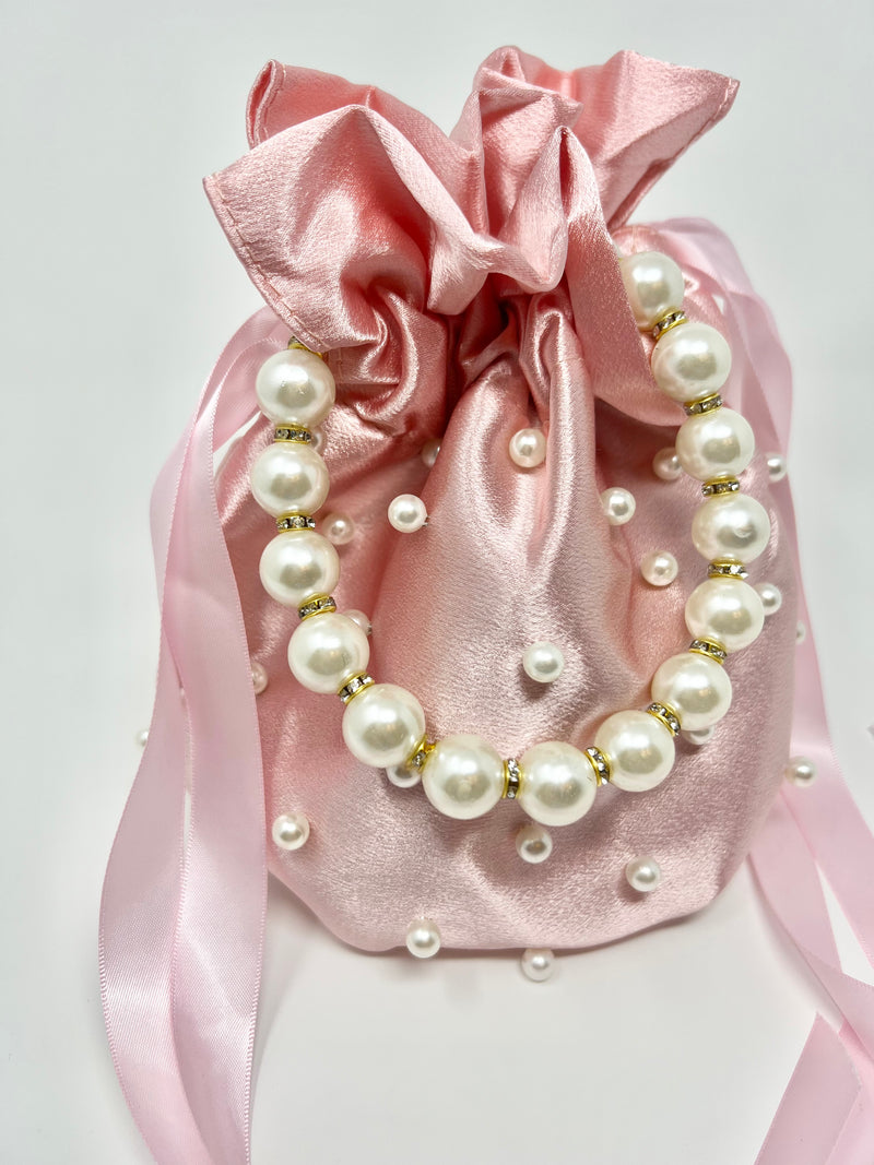 Pearl Handle Bucket Bag (Pink)