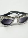 Cat Eye Pearl and Rhinestone Framed Sunglasses (Gold Trimmed)