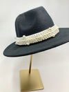 Pearl Band Fedora Hat - Classic Black