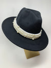 Pearl Band Fedora Hat - Classic Black