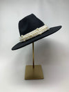 Pearl Band Fedora Hat - Classic Black