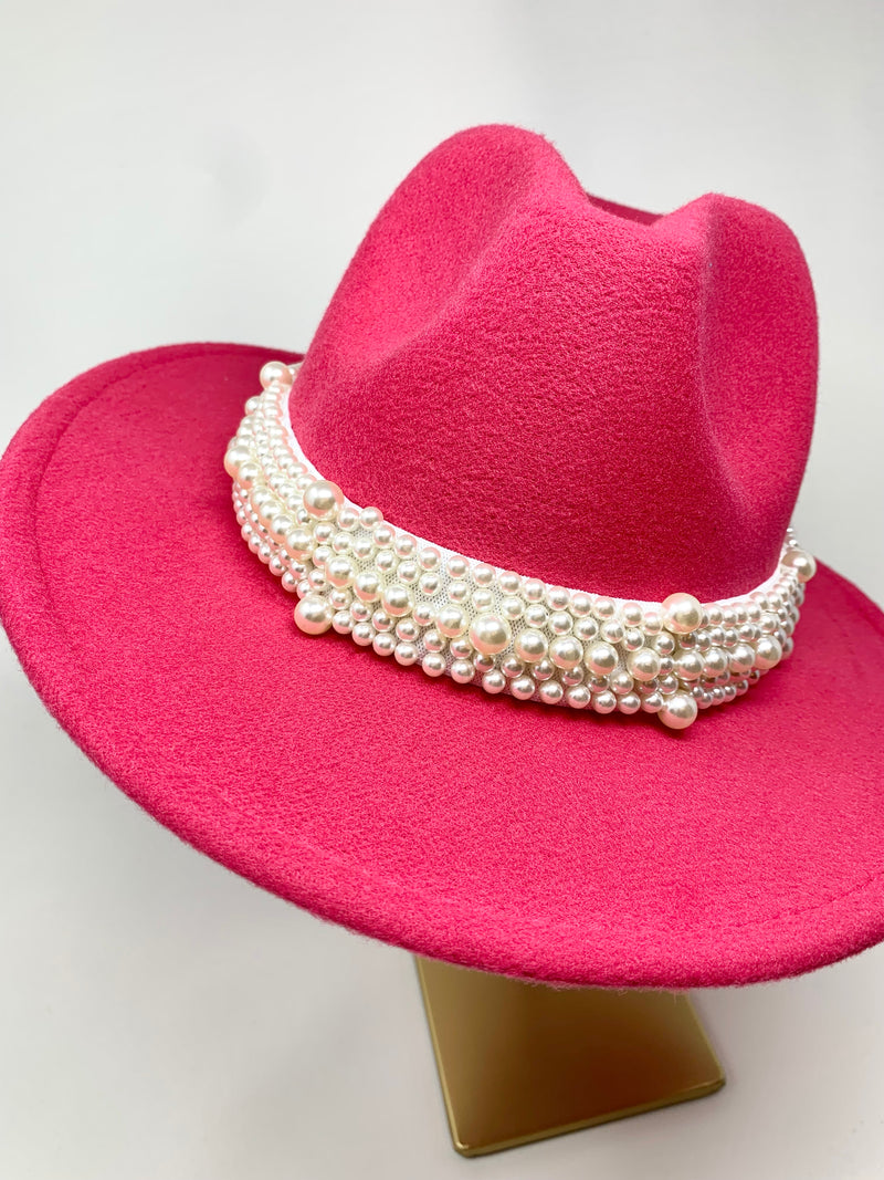 Pearl Band Fedora Hat - Beautiful Berry