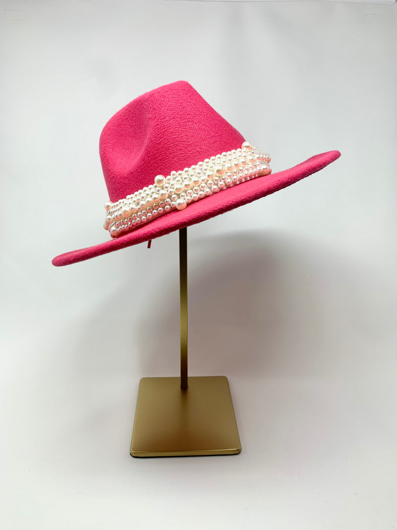 Pearl Band Fedora Hat - Beautiful Berry