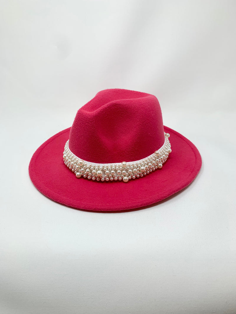 Pearl Band Fedora Hat - Beautiful Berry