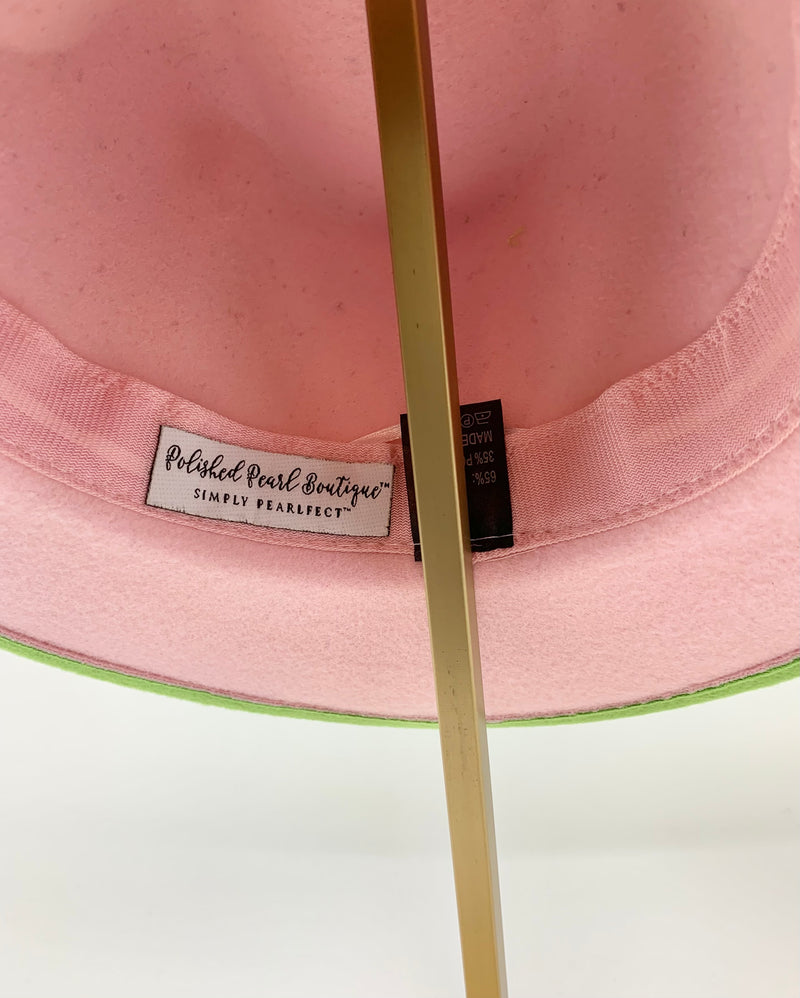 Pink and Green Fedora Hat