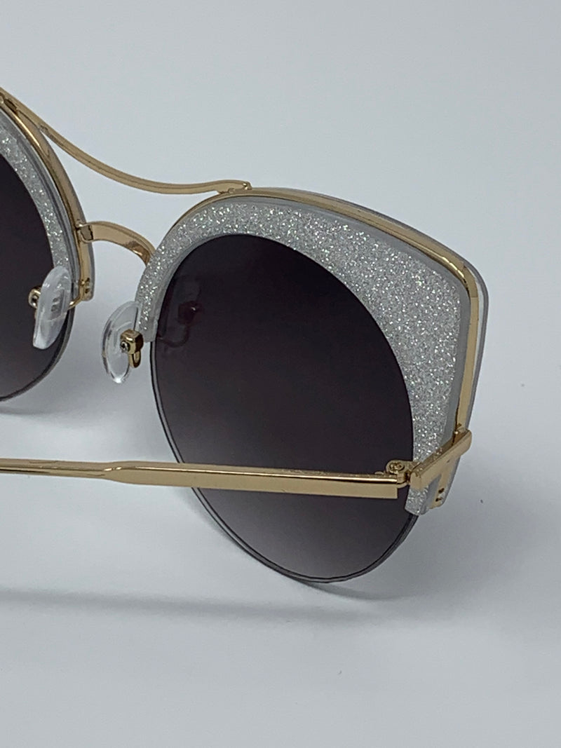 Cat-Eye Silver Glitter Sunglasses