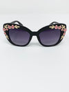 Floral Embellished Sunglasses - Black