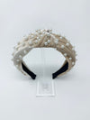 Velvet Pearl Knotted Headband - Cream