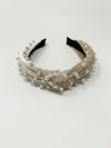 Velvet Pearl Knotted Headband - Cream