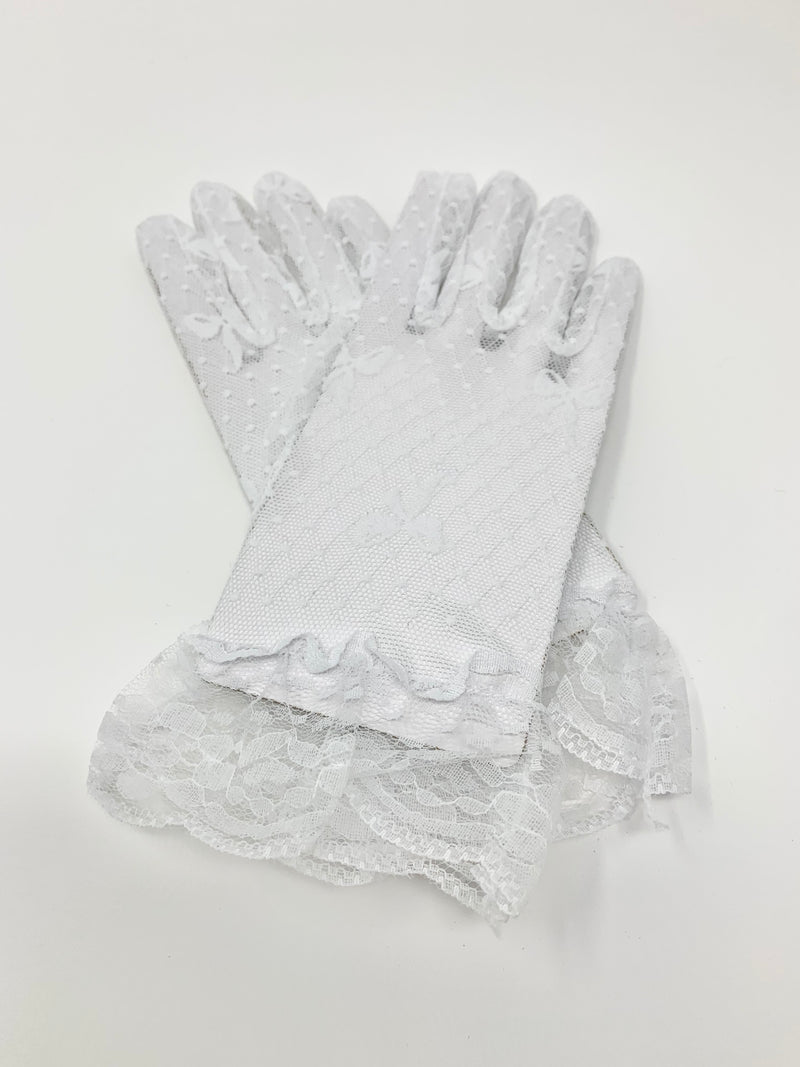 Bow Lace Gloves - White